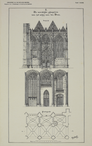 214436 Afbeeldingen van het exterieur en interieur van de Domkerk te Utrecht; weergave van het in 1674 ingestorte ...